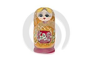 Blue matryoshkas russian wooden nesting doll. Isolated in white.