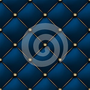 Blue matte leather texture seamless pattern. Vip background upholstery rich and luxury sofa. Vector abstract antique illustration