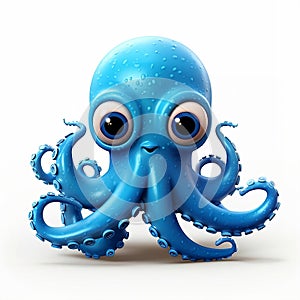 blue mean looking octopus design on white background with copy space