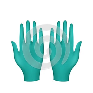 Blue medical gloves. Realistic set of latex or rubber sterile gloves for doctor, surgeon or nurse