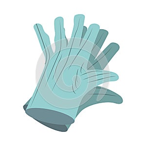 Blue medical latex glove icon isolated on a white background. Design elements. Vector illustration