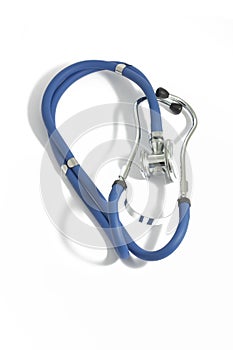 The blue medical stethoscope