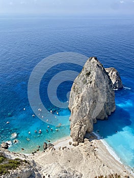 blue mediterranean sea and rocks island zakynthos