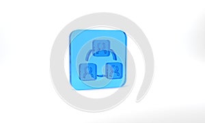 Blue Meeting icon isolated on grey background. Business team meeting, discussion concept, analysis, content strategy