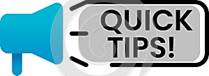 Blue megaphone broadcasting quick tips, symbolizing easily accessible and helpful advice for efficient problem solving photo