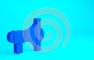 Blue Megaphone icon isolated on blue background. Speaker sign. Minimalism concept. 3d illustration 3D render