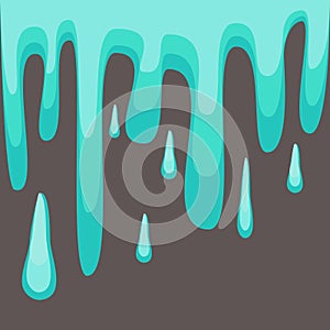 Blue Melt Paint Abstract Liquid Vector Elements Isolated on Gray Background