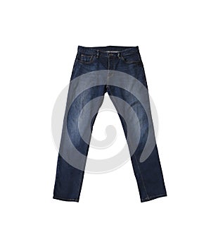 Blue men jeans isolated on white background.