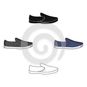 Blue men summer espadrilles . Summer comfortable shoes on the bare feet for everyday wear.Different shoes single icon in