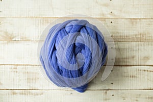 Blue merino wool ball