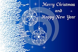 Blue Merry Christmas and Happy New Year