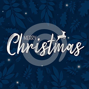 Blue merry christmas invitational card Vector