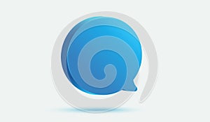 Blue message bubble 3d vector icon. Speech bubble on background