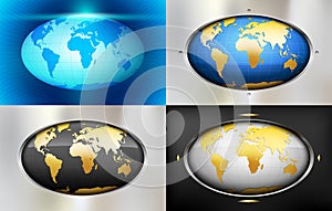 Blue, Metal Abstract background with globe