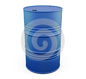 Blue metal barrel on a white. 3d.