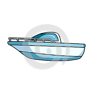 Blue metal boat.Police boat.A means of transportation on water.Ship and water transport single icon in cartoon style