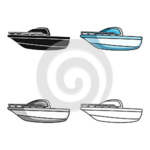 Blue metal boat.Police boat.A means of transportation on water.Ship and water transport single icon in cartoon style