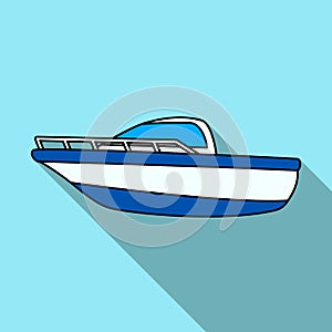 Blue metal boat.Police boat.A means of transportation on water.Ship and water transport single icon in flat style vector