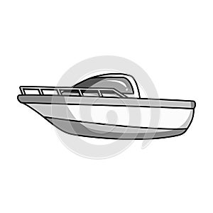 Blue metal boat.Police boat.A means of transportation on water.Ship and water transport single icon in monochrome style