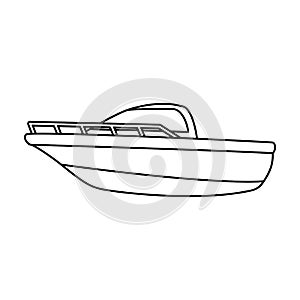 Blue metal boat.Police boat.A means of transportation on water.Ship and water transport single icon in outline style