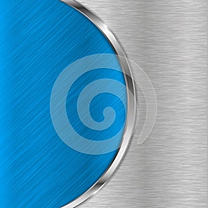 Blue metal brushed texture with chrome elements