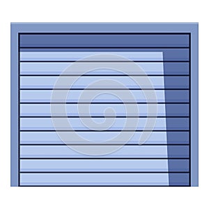 Blue metal roller shutter door closing and opening