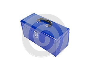 Blue metal tool box isolated on white background