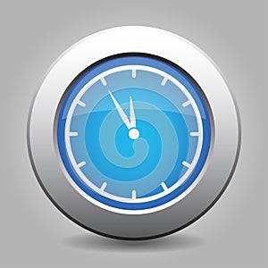 Blue metallic button, white last minute clock icon