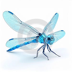 Blue Metallic Dragonfly 3D Render