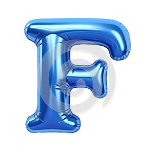 blue metallic F alphabet balloon Realistic 3D on white background