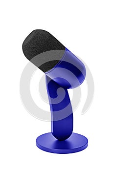 blue-metallic professional microphone for recording. isolated on white background. Recording studio