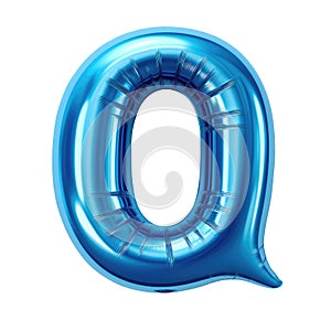 blue metallic Q alphabet balloon Realistic 3D on white background