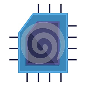 Blue microchip representing artificial intelligence technology