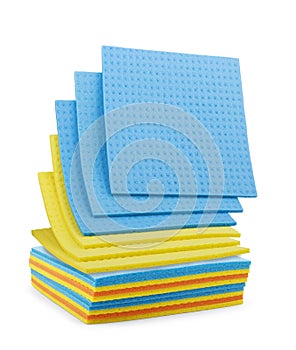 Blue microfiber duster on white background