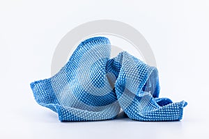 Blue microfiber fabric isolated on white background