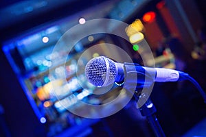 Blue Microphone for Comedy Show in Bar Restaurant