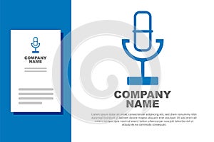 Blue Microphone icon isolated on white background. On air radio mic microphone. Speaker sign. Logo design template