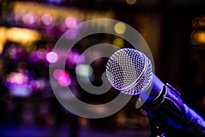 Blue Microphone for Show in Restaurant or Night Club