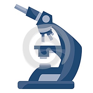 Blue microscope for the laboratory, isolated object on a white background, icon, vector illustration,