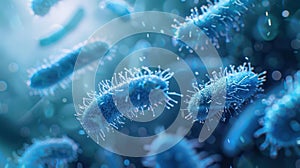 The Blue Microscopic Bacteria.AI generated image