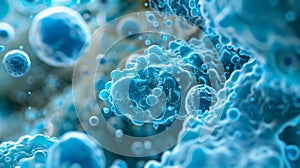 The Blue Microscopic Cells.AI generated image