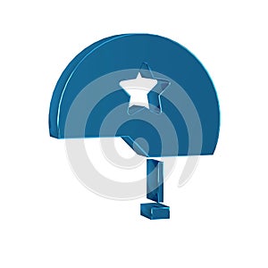 Blue Military helmet icon isolated on transparent background. Army hat symbol of defense and protect. Protective hat.