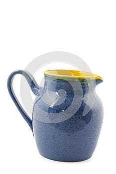 Blue milk jar isolated on white