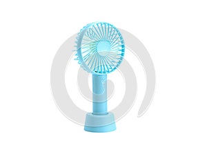 blue mini electric portable fan