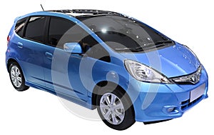 blue minivan isolated