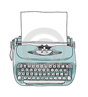 Modrý mäta starodávny písací stroj prenosný ruka 