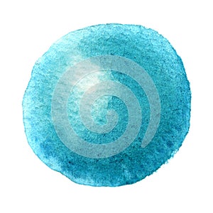 Blue mint watercolor circle isolated on a white background
