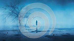 Blue Mist And Water: A Desolate Landscape In Anton Semenov\'s Style photo
