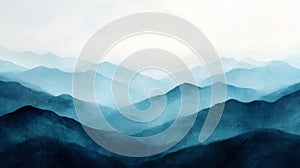 Blue Misty Mountain Range Landscape