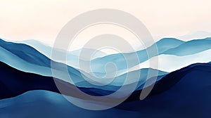 Blue Misty Mountain Range Landscape